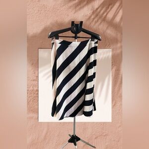 NWT Ann Taylor Black and White Striped Midi Skirt